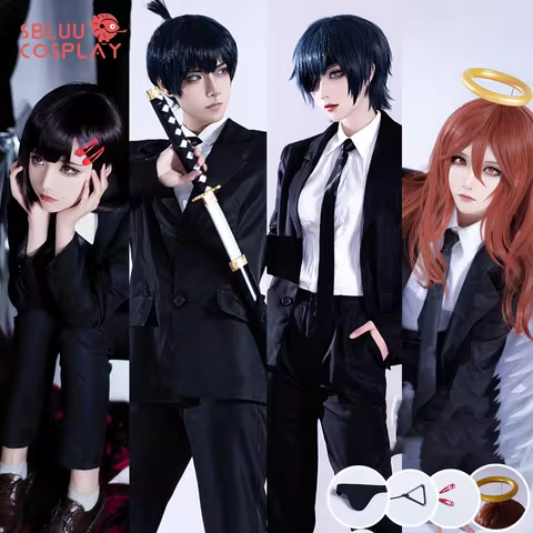 SBluuCosplay Angel Devil Hayakawa Aki Cosplay Higashiyama Kobeni Himeno Denji Costume DK Black Suit