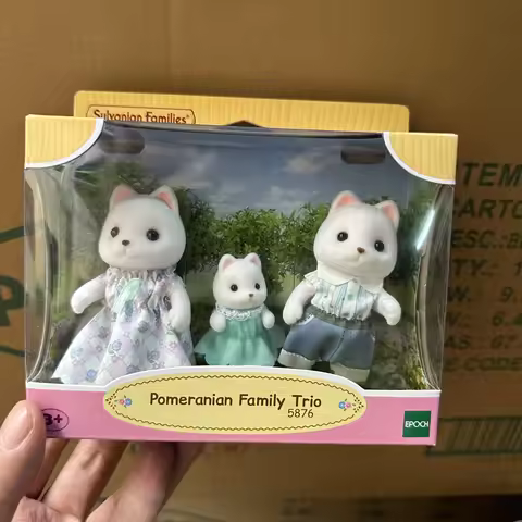 2026 Sylvanian Families Blind Keychain Aceessories Figures Pomeranian Family Three Pack strollerTree