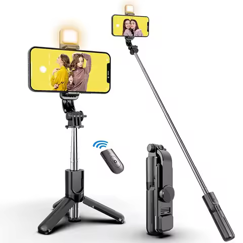 New Wireless Bluetooth selfie stick tripod Bluetooth Foldable Monopod With Led light remote shutter 