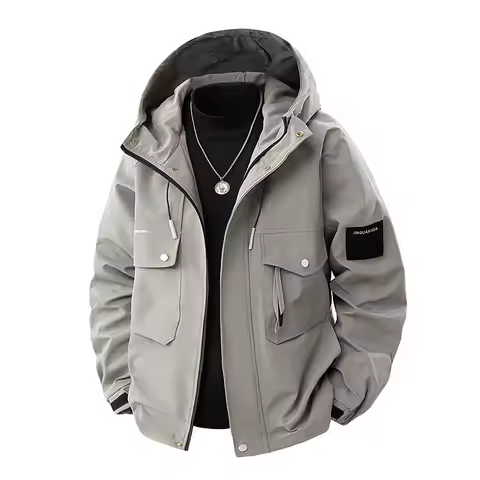 Men's workwear jacket with hood and waterproofing, youth casual coat for autumn and winter seasons