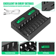 Battery Charger LCD Display Smart Intelligent 8-Slot Chargers for AA/AAA NiCd NiMh Rechargeable Batt