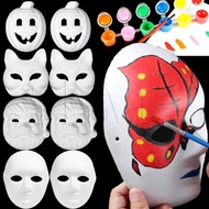 Dress Up Masks DIY Full Face White Masks Paper Couple Animal Half Facemasks Masquerade Cosplay Party Party Masks Props Hand-Painted Mask Face Paintable Halloween Christmas Cosplay