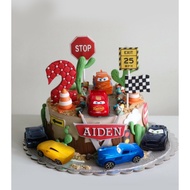 6pcs/Set  Cars Toy Cake Topper Figure Decoration Happy Birthday Cake Topper Birthday Cake Decoration