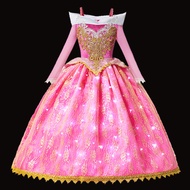 ไฟ LED Sleeping สาวสวยชุดเด็กวันเกิด Carnival Party Gowns เด็กหรูหราคอสเพลย์เครื่องแต่งกาย Rose ชุดส