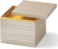 J-kitchens Heavy Box, 3 Tiers, 6.5 Inches, Japanese Paper, Small Wave White, 7.9 x 7.9 x 6.9 inches 