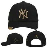 Ny New York Baseball Cap Black Gold Metal Plate Black Gold Mlb Import Korea