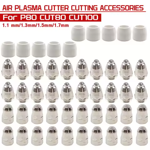 25/45/90Pcs P80 Plasma Cutting Electrode Nozzle Plasma Consumable Fit P80 Plasma Cutting Torch LGK10