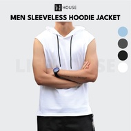 [M-3XL] Gym Singlet with Hoodie Sleeveless Singlet Baju Sukan Tanpa Lengan Singlet Lelaki Topi Belak