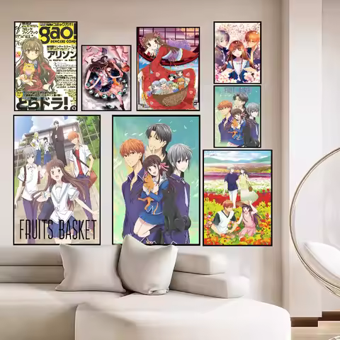Anime Fruits Basket Vintage Posters Sticky Retro Kraft Paper Sticker DIY Room Bar Cafe Kawaii Room D