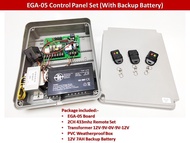 Autogate Control Panel Set - EGA-05 Board/Control Panel for Arm Motor + 2 Channel Remote Set for Swing / Folding Gate (With or Without Battery)