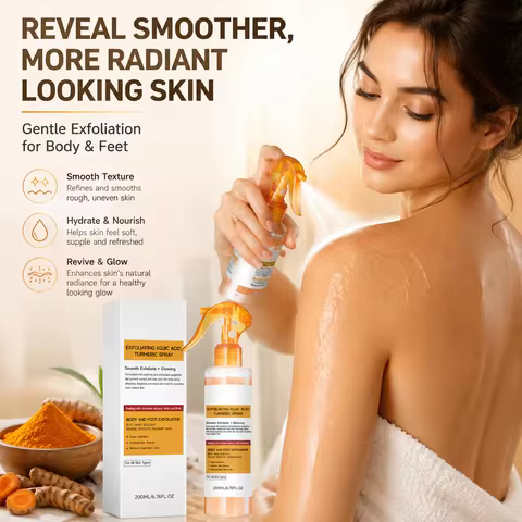 1/2/3/4/5Pcs 200ml Exfoliating Body Spray Turmeric Skincare Mist Body Foot Smooth Care Gentle Deep C