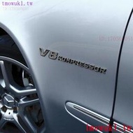 現貨熱銷賓士V6 V12 V8 kompressor車標誌 V8BITUR紅黑色葉子板標 C200K G55 E55