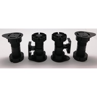 Black PVC Cabinet Leg Adjustable Height Furniture Bed Leg Feet Stand Kaki Plastik Perabot Sofa