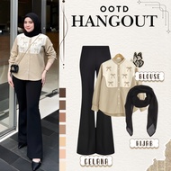 Lily Hangout Outfit Set (Blouse + Cutbray Pants + Hijab) Women's Oneset Hanging Out Suit S38