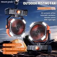 Mount Peak Upgraded Spray Camping Fan 20000mAh Portable Fan Outdoor Camping Fan Rechargeable with LE