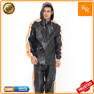 Jas Hujan Raincoat Pria Wanita Dewasa Setelan Bahan PVC Jumbo Tebal Premium Ori Keren Terbaru 2022 B
