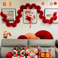Chinese Style Pulling Flag 2025 New Year Wall Banner Spring Festival Wall Decor Wedding Supplies