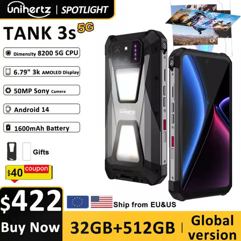 Unihertz tank 3s 8849 powered smartphone with projector 24GB 256GB Dimension 8200 cellphone 15600mAh