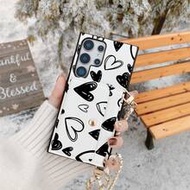 1pc Elegant Heart & Bow Print Card Holder Crossbody Wallet Phone Case Compatible With Samsung Galaxy