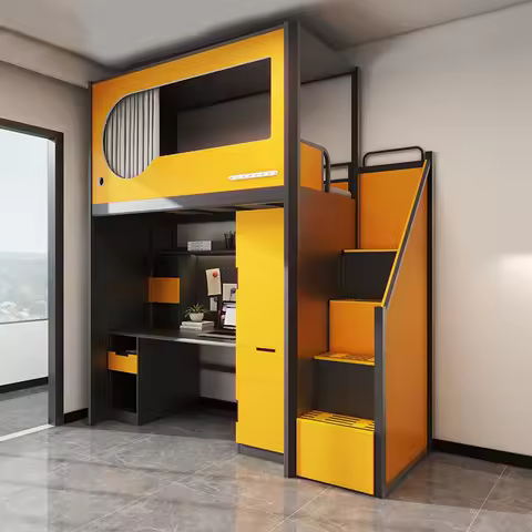 # Youth Hostel Apartment Bed With Desk Wardrobe Bunk Rental Room Iron Bed Apartment Furniture Set Sc