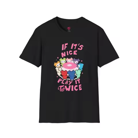 K-pop Play It Twice T-shirt Kawaii Cartoon Record Design Cotton T-shirt 2026 Summer Men's Women's To