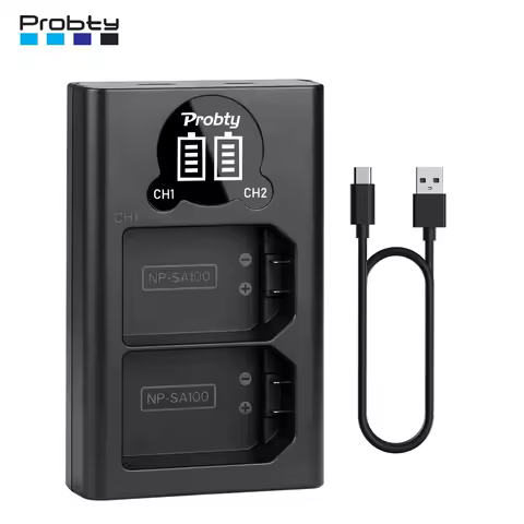 Probty Dual Battery Charger For Sony NP-SA100 Battery Charger Compatible with Sony NPSA100 Batteries