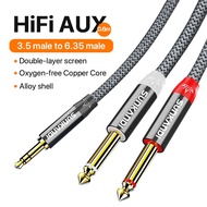 SUNKANDI 3.5mm TRS to Dual 6.35mm Stereo Jack Audio Cable 3.5mm 1/8" TRS to 6.35mm 1/4" TS Mono Y-Ca