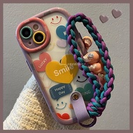 紫色爱心笑脸腕带手提绳适用华为mate60pro手机壳p50E新款mate40pPurple Love Smiley Wristband Portable Rope for Huawei2025102