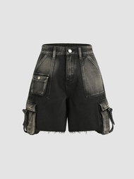 Cider Denim Fringe Mid Waist Shorts