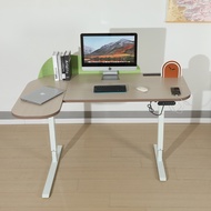 L-shaped Table Electrically Adjustable Height 150cm x68/101cm Standing Desks With USB Wheels Max hei