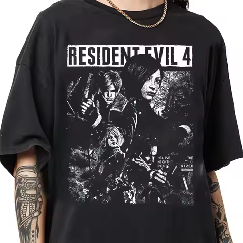 Resident Evil 4 Biohazard Game T-shirt For Men Women 100% Cotton T Shirts Streetwear Tops J58