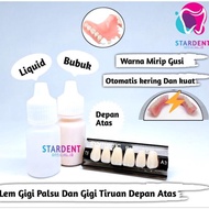 Paket Lem gigi palsu Dan Gigi palsu depan atas