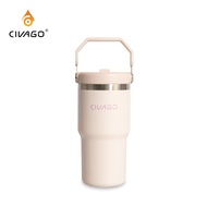 CIVAGO(600/900ml)Foldable Straw Insulated Tumbler Large Capacity Stainless Steel IceLock Cold Cup