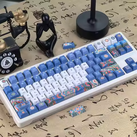 MAIMOOO Korean Keycap PBT Cherry Traditional Ancient Architecture Indigo Blue Iso Ajazz Custom Side 
