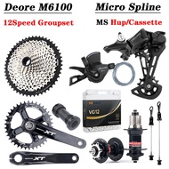 ✤♠Deore M6100 MTB Bicycle Derailleur Shift 1X12 Speed Groupset MS Cassette 12S 50/52T Crankset Chain