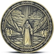 Exodus 14:21 Religious Challenge Coin - Moses Parting The Red Sea Biblical Coins with Cross Symbol