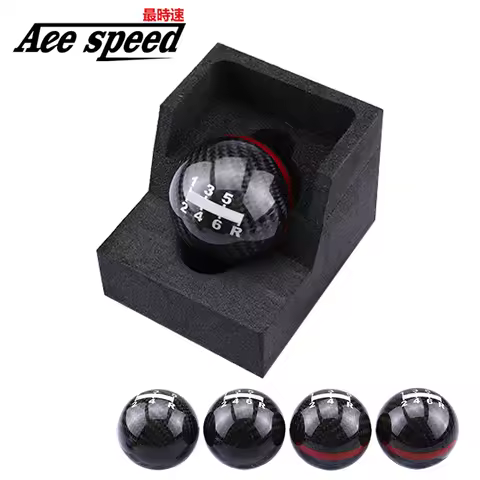 JDM style black/red line 5/6 Speed M10X1.5 For Mugen Carbon Fiber Gear Shift Knob Ball For Honda EK9