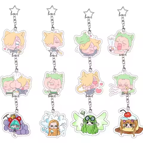 Meme Sanji Zoro Acrylic Keychain Kawaii Ulti Nami Jewelry Bonney Anime Cartoon Pendant Accessory Ani