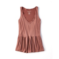 American Eagle เสื้อกล้ามผู้หญิง V NK OVERSIZED PEPLUM SUEDED สี RUSTIC RED - 036-3542-697