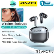 Awei T92 ANC Pro ANC+ENC Wireless Earbuds Dolby Cinema Audio ANC ENC Noise Reduction Awei Bluetooth 