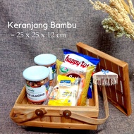 (B098) 25cm Square Bamboo Basket|Hampers|Delivery|Container|Parcel Parcel|Serahan|Gift|Box Box|Stora