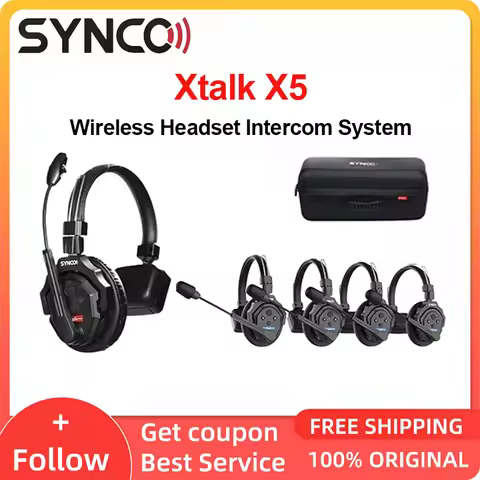 SYNCO Xtalk X5 Five-Person Intercom Headset Real-time Monitoring Wireless Intercom Communication Hea