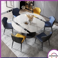 Johome Rotate Extendable Round Dining Table Set | Sintered Marble & Chairs| 1.3m-1.5m | Nordic Stone