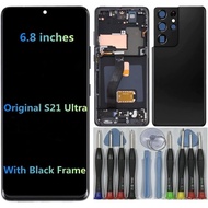 6.8-inci AMOLED Asli Samsung Galaxy S21 Ultra Paparan Pemasangan Digitizer Skrin Sentuh S21 Ultra 5G