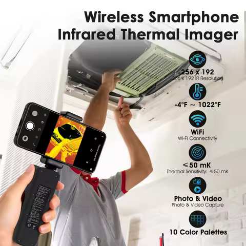 HP-951B Wireless Thermal Imager for Smartphone 256x192 IR Resolution -20°C~550°C 10 Palettes WiFi Th