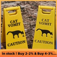 Fashion Funny Cat Vomit Sign Bright Yellow Warning Sign Cat Vomit Sign for Cat Lover