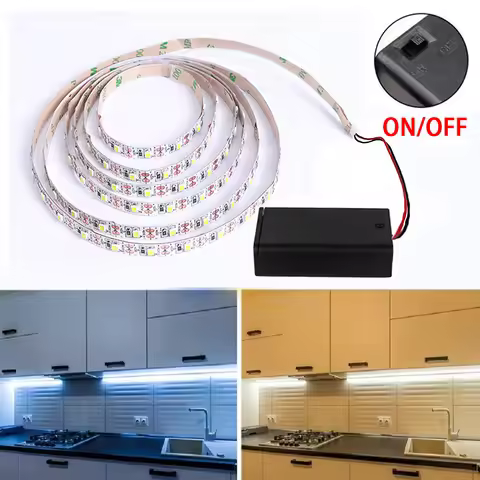 DC 5V AA Battery Powered LED Strip SMD 2835 60Leds/m TV BackLight Room Decor Flexible Ribbbon Rope L