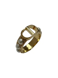 DIOR 珍珠CD戒指(R0877MTGRS/珍珠/金/CD/尺寸M/平行輸入)
