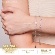 925 Silver gemstone bracelet with white gold plating - 925 Silver bracelet