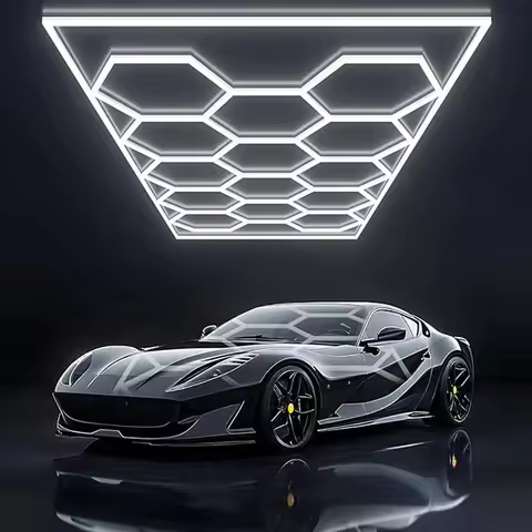 Hexagon LED Lights 6500K Ultra Bright Honeycomb Ceiling Lamp for Garage Workshop Car Detailing Barbe